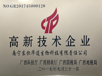 东恒华道-高新技术企业荣誉证书